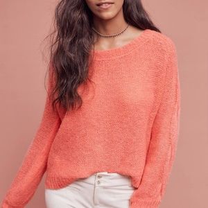 Anthropologie Pink cable knit sweater
